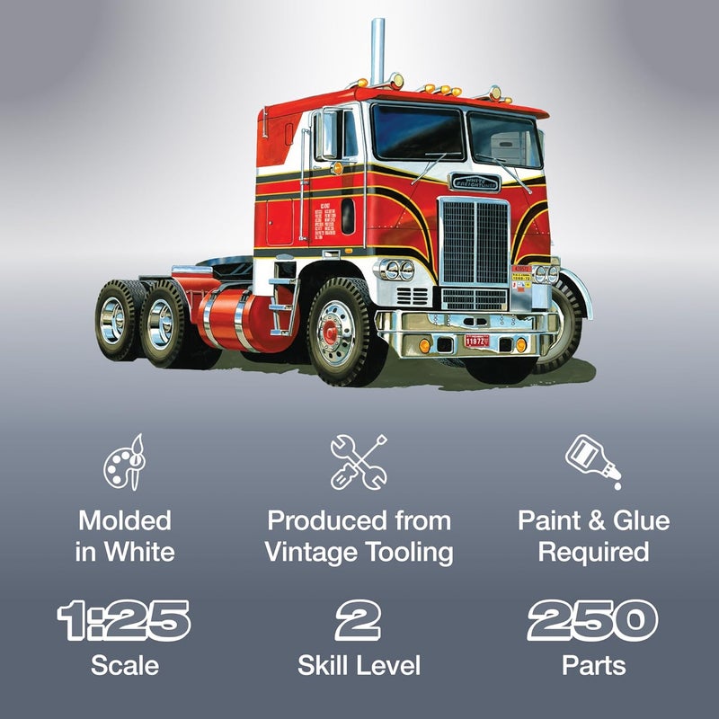 AMT White Freightliner 2in1 SCDD Cabover Tractor 75th Anniversary 125 Scale Model Kit - Image 2