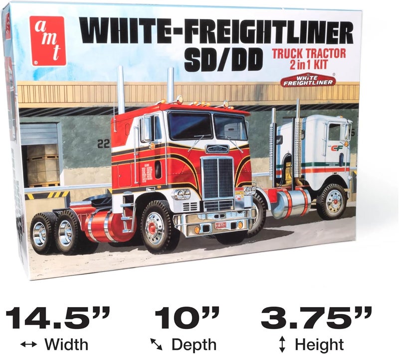 AMT White Freightliner 2in1 SCDD Cabover Tractor 75th Anniversary 125 Scale Model Kit - Image 5