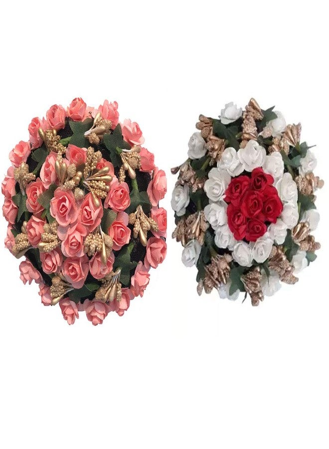 AROOMAN Full Juda Bun Hair Flower Gajra Combo for Wedding and Party - Image 2