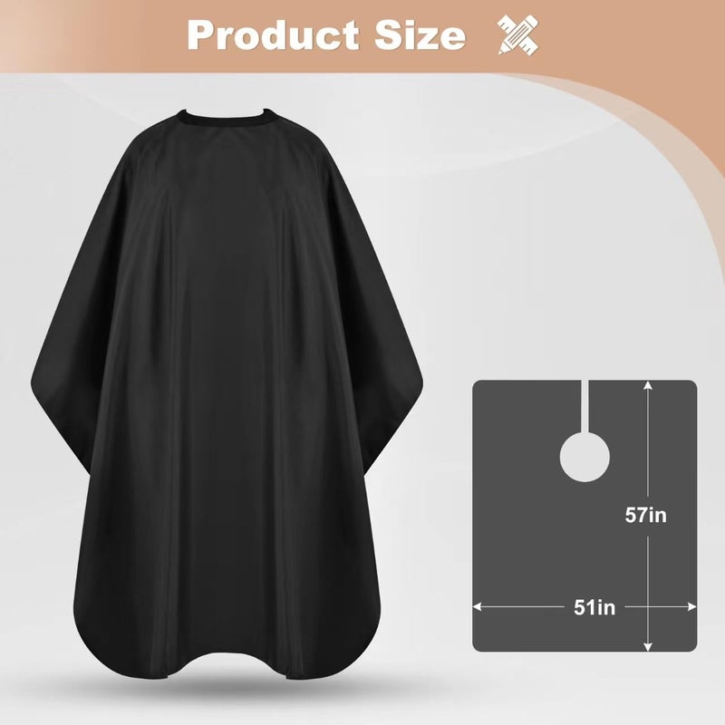 JSAZCKC Hair Cutting Cape with Adjustable Snap Closure, Professional Barber Cape, Haircut Salon Supplies for Men and Women - 57" x 51"(Black) - Image 2