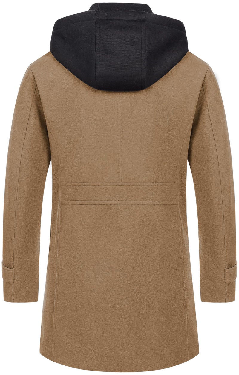 CREATMO US Wool Coat Men Trench Coats Jacket Casual Fall Men's Winter Stylish Blend Single Breasted Military Peacoat Khaki XL - Image 3