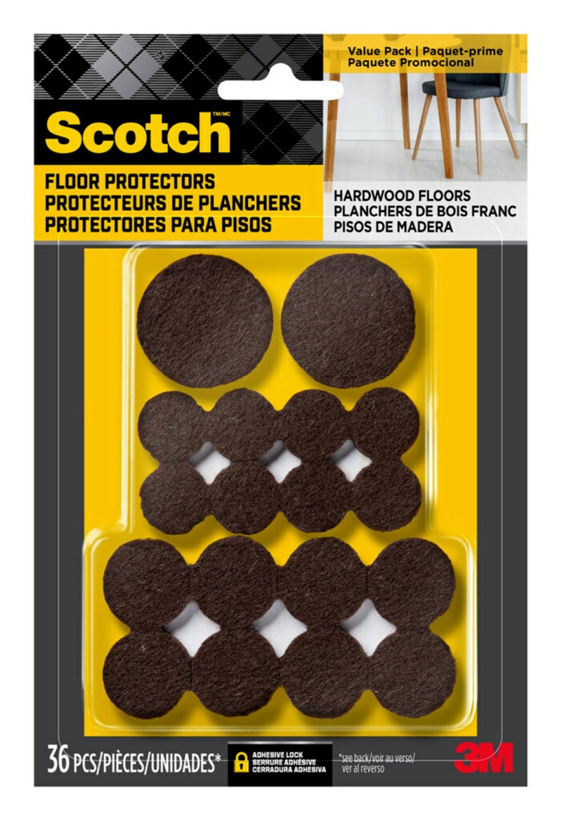 Scotch Caster Cups SP902NA Square Hard Brown Floor Protectors for Furniture 2in 4Pack 6Packs 24 Total