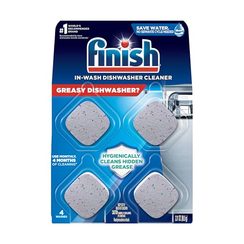Finish Dishwasher Cleaner Tablets Deep Cleans Hidden Grease Grime Fights Odors No Extra Wash Cycle Helps Maintain Dishwasher 4 Month Supply 4 Count