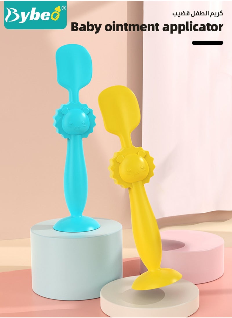 Bybeo 2Packs Baby Diaper Rash Cream Applicator, Baby Brush, Baby Paste Diaper Cream Spatula, Soft Silicone Brush with Suction Cup Base, Mini Diaper Rash Cream Applicator with Travel Case ﻿  - Image 2