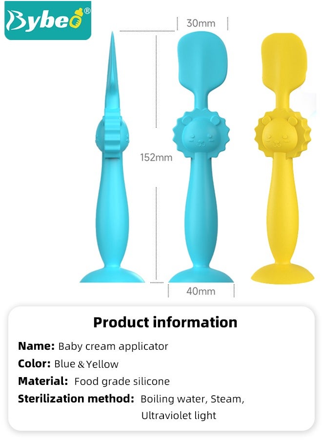 2Packs Baby Diaper Rash Cream Applicator, Baby Brush, Baby Paste Diaper Cream Spatula, Soft Silicone Brush with Suction Cup Base, Mini Diaper Rash Cream Applicator with Travel Case ﻿