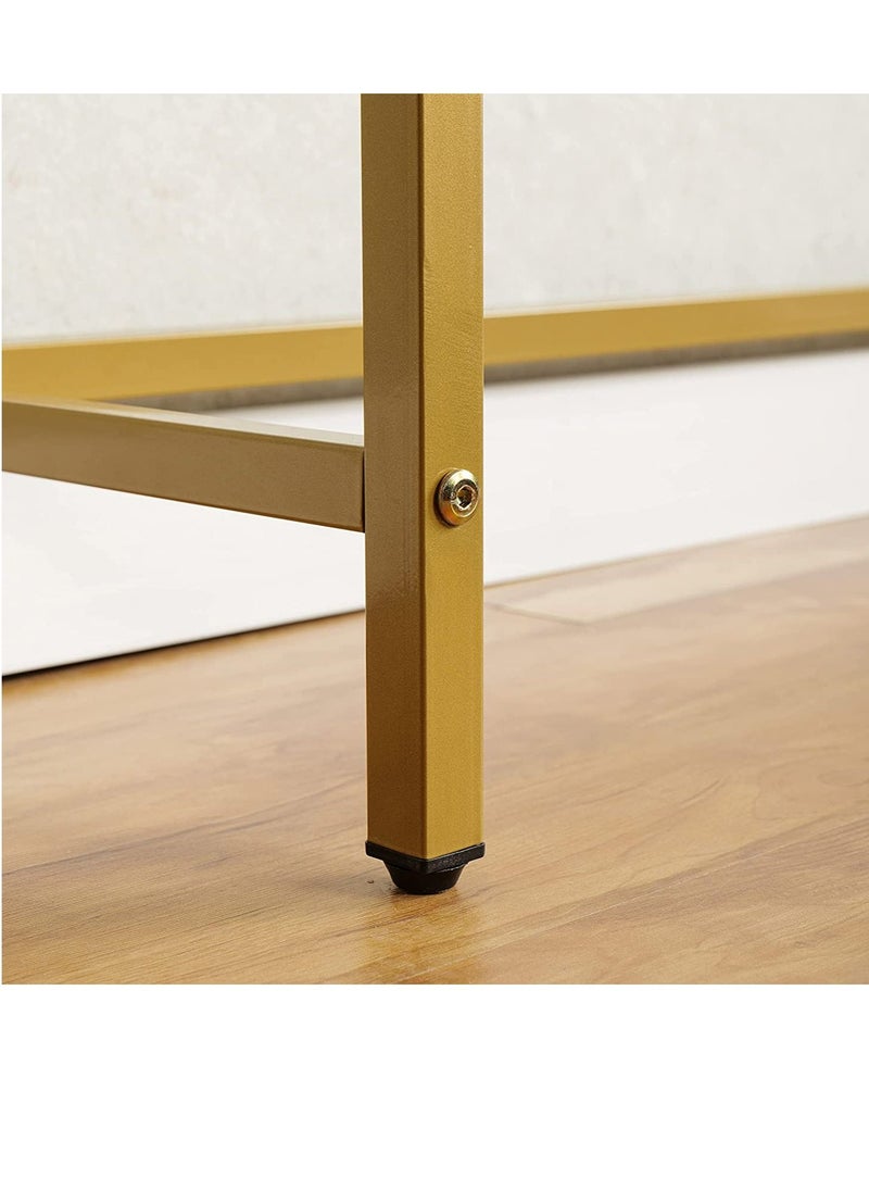 DUSALA - Console Table for Entryway, Faux Marble MDF Sofa Table with Golden Frame for Living Room Office - Image 1