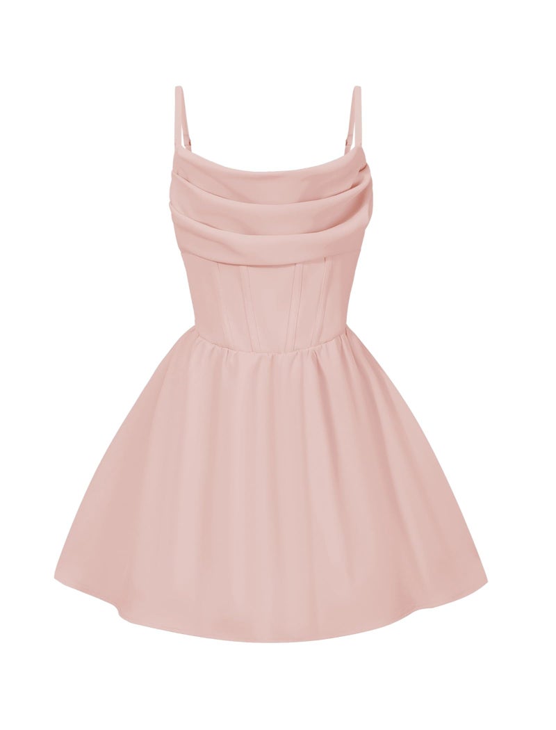 EXARUS Girls Summer Easter Dress Tween Party Dance Spaghetti Strap Birthday Cocktail Teen Junior Wedding HOCO Ruffle Mini Elegant Dresses Light Pink 12 Years - Image 1