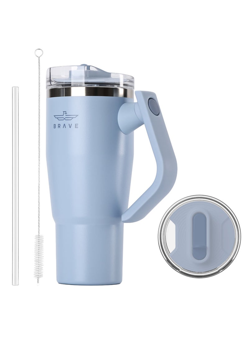 بريف تمب جارد تمبلر 950مل - 18/8 ستانلس ستيل ترافل ماج, ثيرمال كوفي كوب, 2-إن-1 ليكبروف ليد وذ سترو & روتيتينج هاندل, إنسوليتد هوت & كولد بيفيرج ماج, كار كوب هولدر كومباتيبيل, ديورابل & ريوسابل كوفي ترافل ماج (سكاي بلو) - Image 1