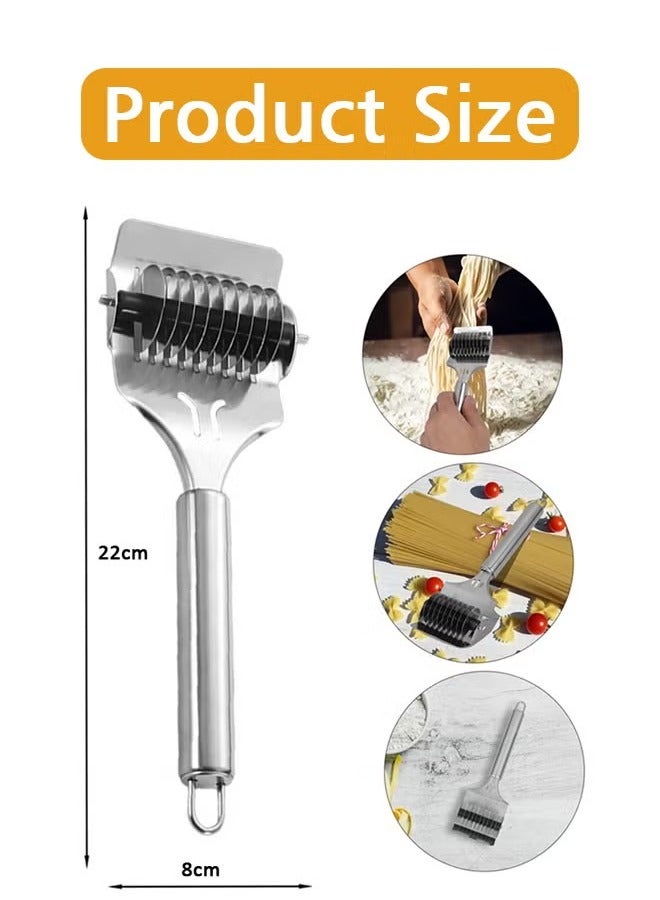 ماسكابوني قطاعة المعكرونة، بكرة شبكية من الفولاذ المقاوم للصدأ، قطاعة العجين، صانعة المعكرونة السباغيتي، قطاعة العجين اليدوية، آلة ضغط المعكرونة، بكرة قطاعة المعكرونة لأدوات الطبخ في المطبخ - Image 2