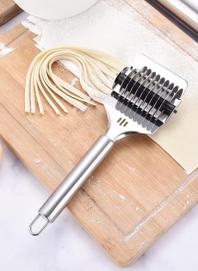 ماسكابوني قطاعة المعكرونة، بكرة شبكية من الفولاذ المقاوم للصدأ، قطاعة العجين، صانعة المعكرونة السباغيتي، قطاعة العجين اليدوية، آلة ضغط المعكرونة، بكرة قطاعة المعكرونة لأدوات الطبخ في المطبخ - Image 5