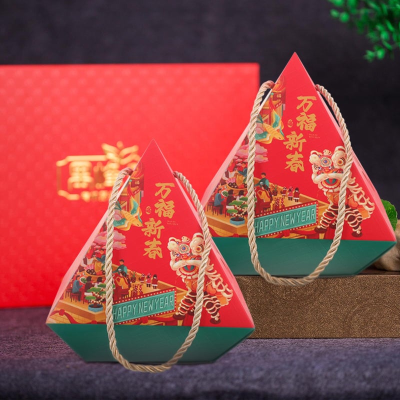 Chinese New Year Cookie Box Set 4 Pcs Red Cardboard Candy Packaging For 2024 Lunar Festival Party Supplies - Image 5