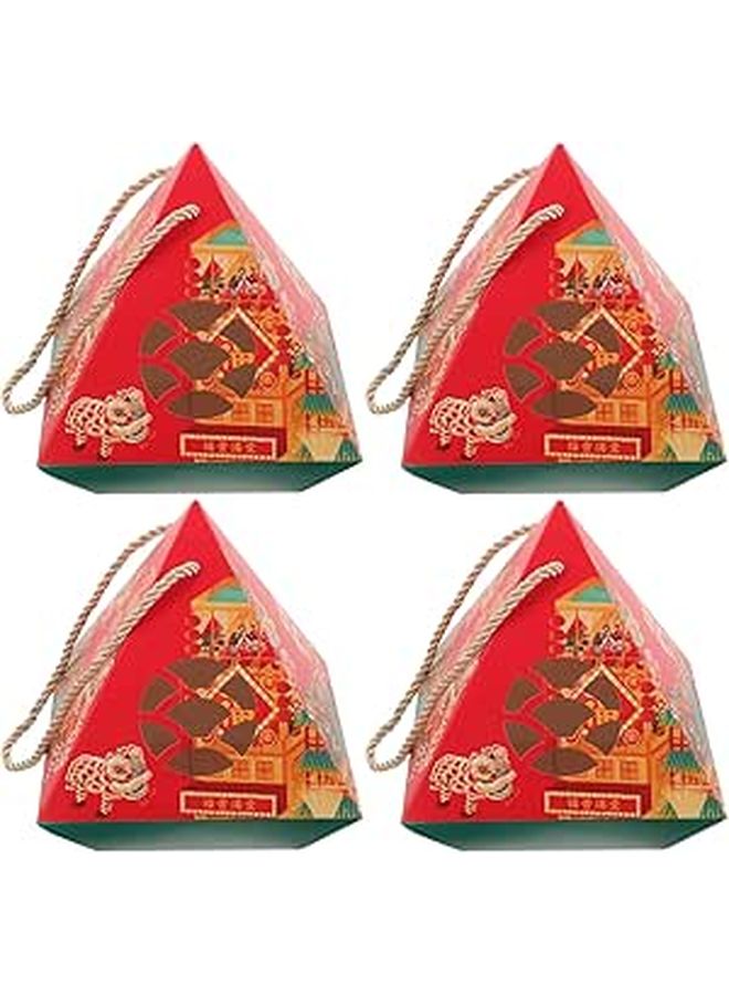Chinese New Year Cookie Box Set 4 Pcs Red Cardboard Candy Packaging For 2024 Lunar Festival Party Supplies - Image 1