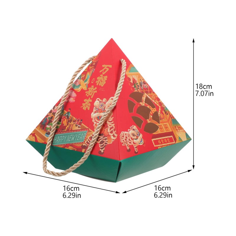 Chinese New Year Cookie Box Set 4 Pcs Red Cardboard Candy Packaging For 2024 Lunar Festival Party Supplies - Image 3