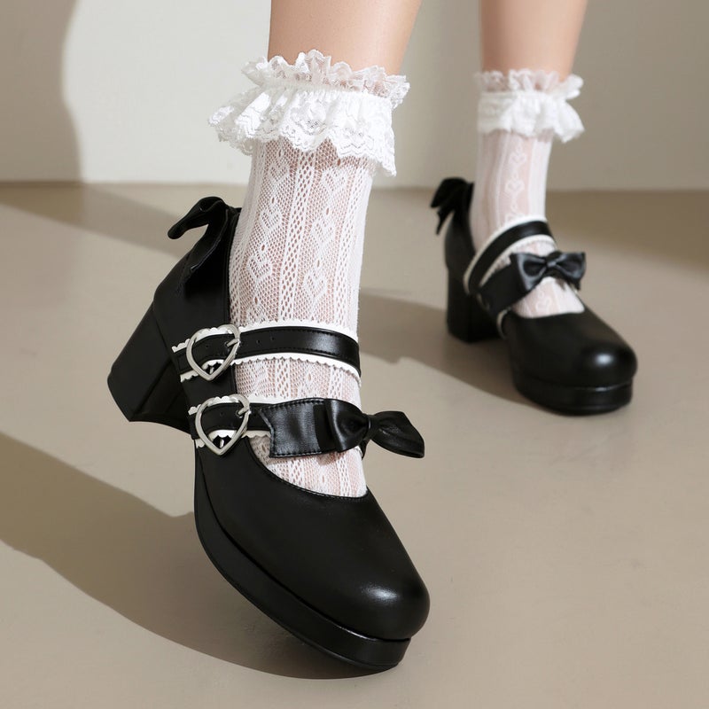 Early Spring Cosplay Lolita Women'S Shoes 40-48 Plus Size Bow Shallow Buckle Shoes - Image 4