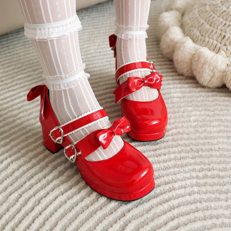 Early Spring Cosplay Lolita Women'S Shoes 40-48 Plus Size Bow Shallow Buckle Shoes - Image 5
