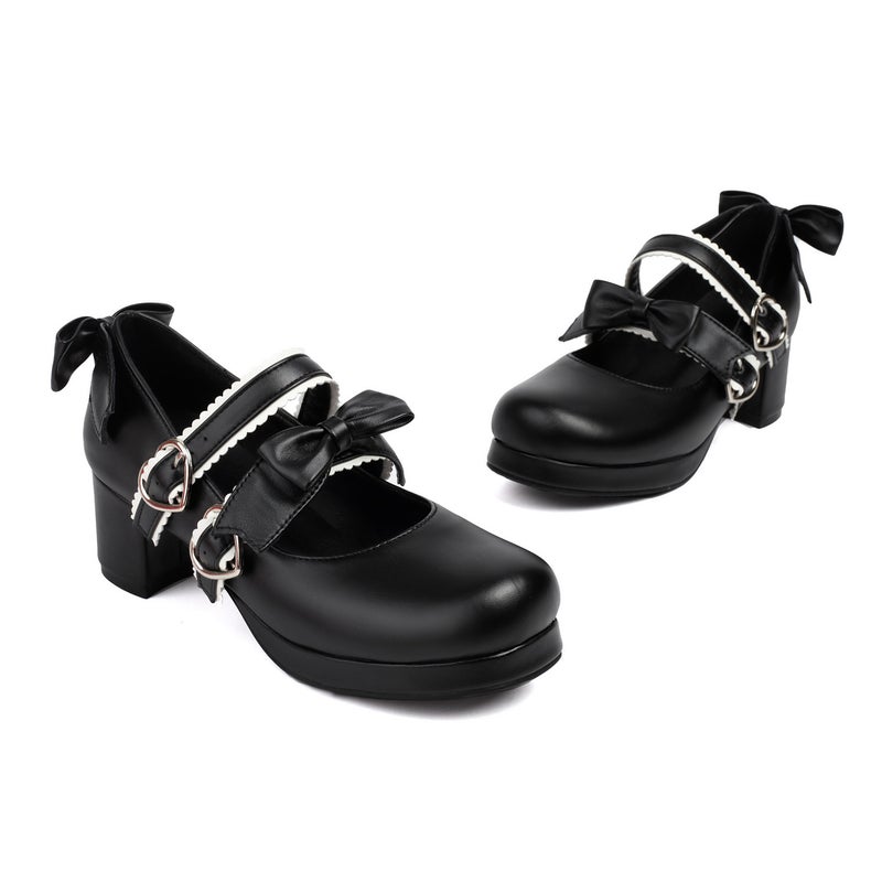 Early Spring Cosplay Lolita Women'S Shoes 40-48 Plus Size Bow Shallow Buckle Shoes - Image 1