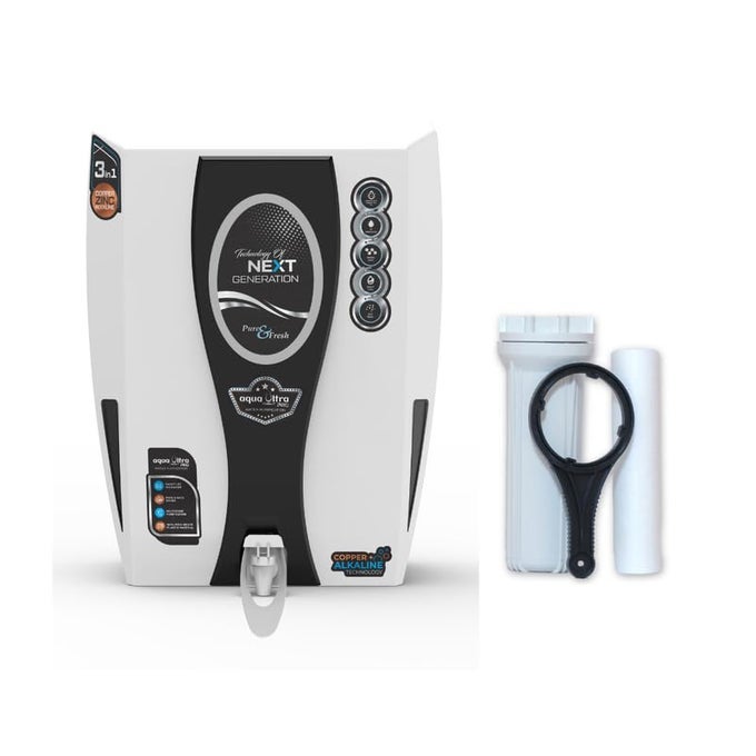 AQUA ULTRA I25 COPPER WATER PURIFIER WITH ROUFUV LED IN TANK TASTE ADJUSTER 65 WATER SAVING ISI BIS CERTIFIED PREMIUM SERIES 12 LITER 18 LITER LPH