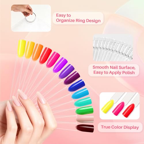 RAQEHO 200PCS Nail Swatch Sticks - Clear Nail Color Swatches with Ring Acrylic Fan Shape Nail Polish Sample Swatches Nail Practice Stick Gel Polish Display Stick for Technician Beginner Home Salon Use - Image 3