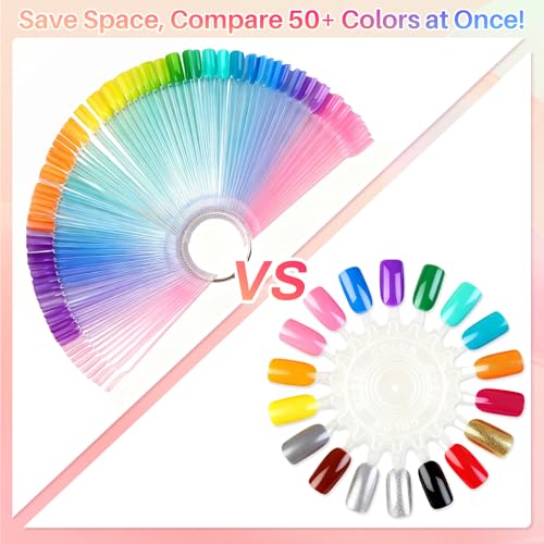 RAQEHO 200PCS Nail Swatch Sticks - Clear Nail Color Swatches with Ring Acrylic Fan Shape Nail Polish Sample Swatches Nail Practice Stick Gel Polish Display Stick for Technician Beginner Home Salon Use - Image 4