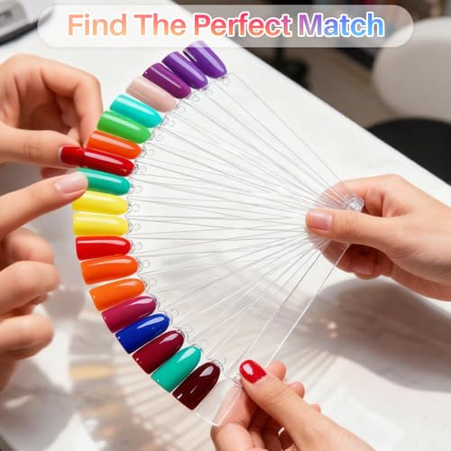 RAQEHO 200PCS Nail Swatch Sticks - Clear Nail Color Swatches with Ring Acrylic Fan Shape Nail Polish Sample Swatches Nail Practice Stick Gel Polish Display Stick for Technician Beginner Home Salon Use - Image 5
