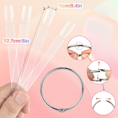 RAQEHO 200PCS Nail Swatch Sticks - Clear Nail Color Swatches with Ring Acrylic Fan Shape Nail Polish Sample Swatches Nail Practice Stick Gel Polish Display Stick for Technician Beginner Home Salon Use - Image 2