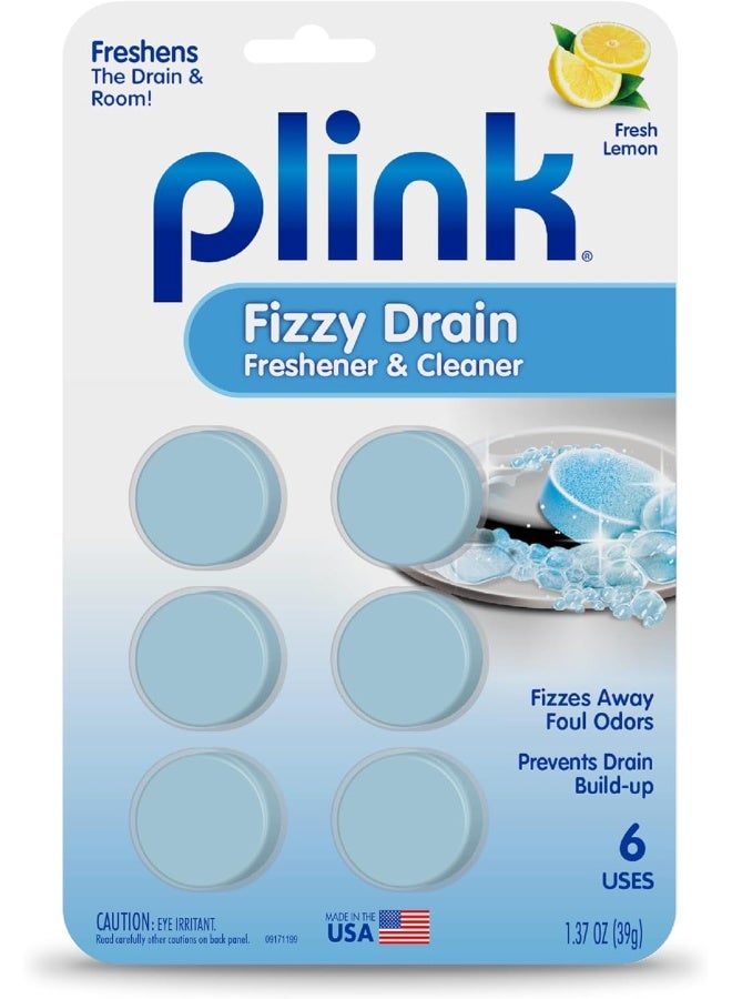Plink Fizzy Drain FreshenerPrevents Buildup And Maintains A Clear DrainRemoves Drain OdorLemon Scent6 Tablets  - Image 1