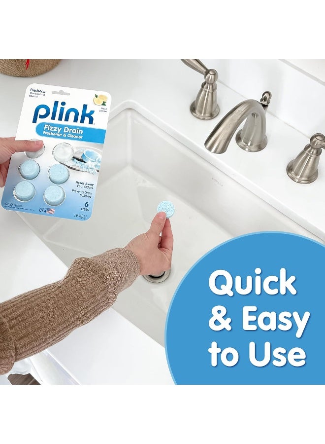 Plink Fizzy Drain FreshenerPrevents Buildup And Maintains A Clear DrainRemoves Drain OdorLemon Scent6 Tablets  - Image 4