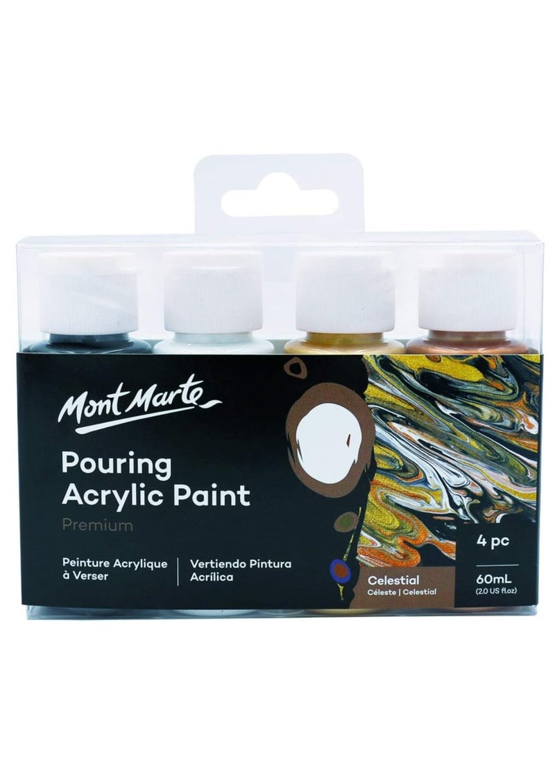 Mont Marte 4-Piece Premium Pre-mixed Pouring Acrylic Paint Celestial Colour Set 60ml Content Per Bottle  - Image 2