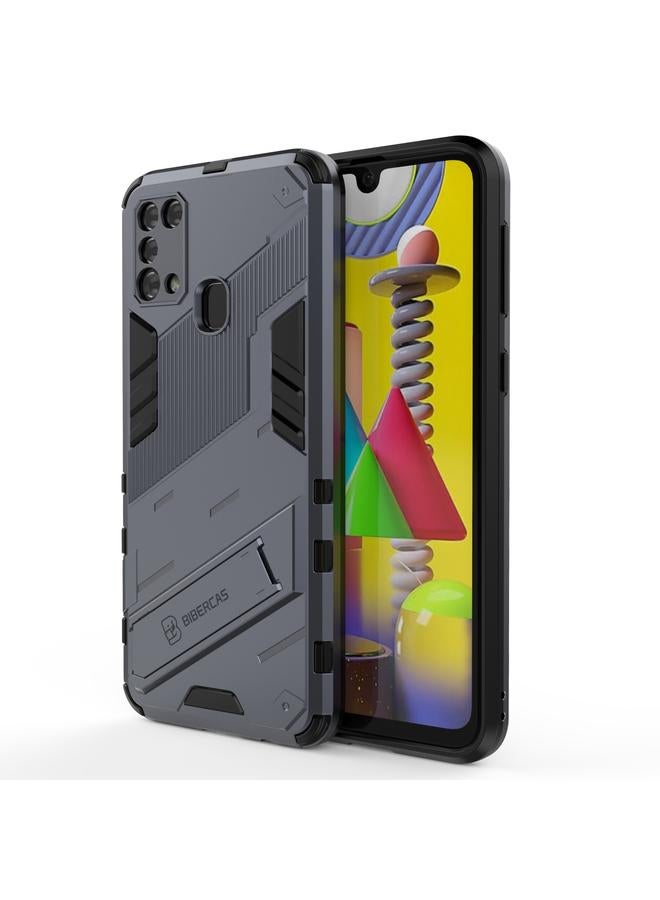 erorex Case For Samsung Galaxy M31 Punk Armor 2 in 1 PC + TPU Shockproof Case with Invisible Holder - Image 1