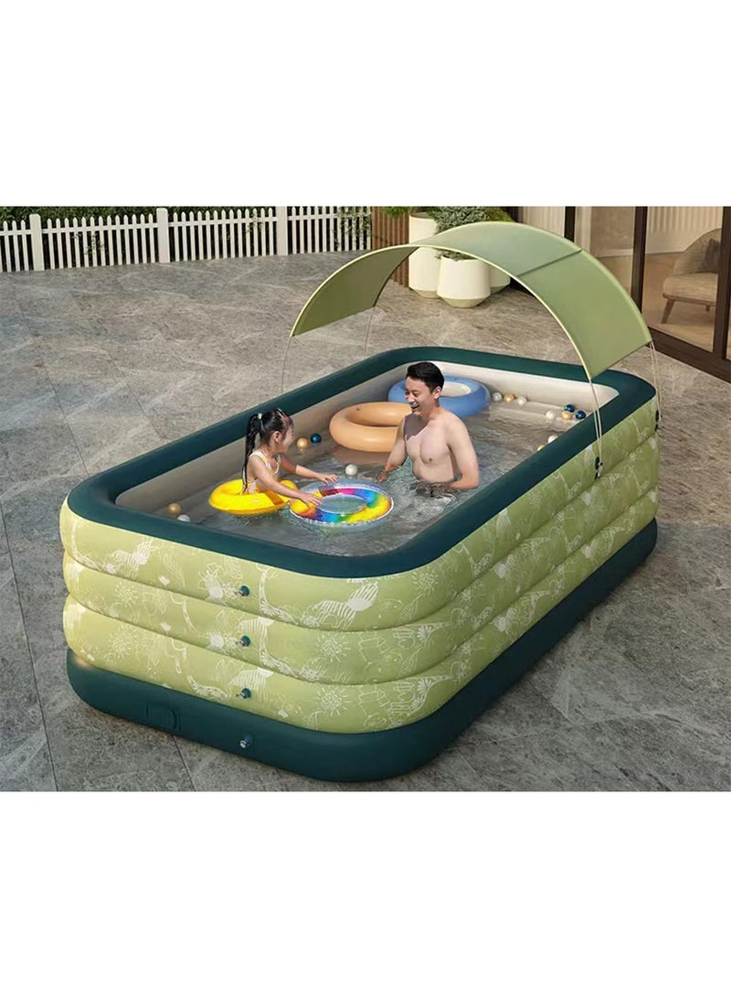 LIMOS Inflatable Swimming Pool with Sun Shade Automatic Family Pool for Kids & Adults - Image 1