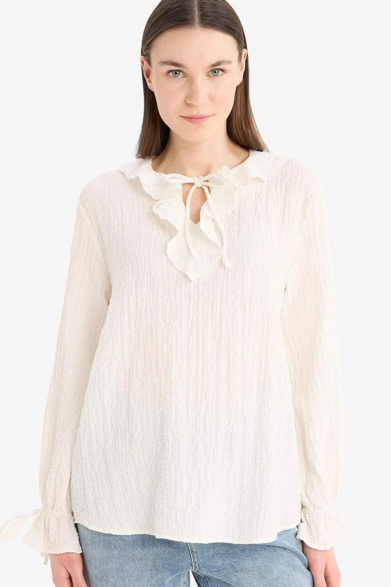 Defacto Crinkle Viscose Long Sleeve Tunic