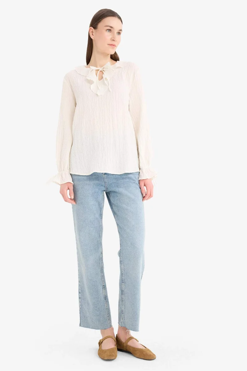 Defacto Crinkle Viscose Long Sleeve Tunic