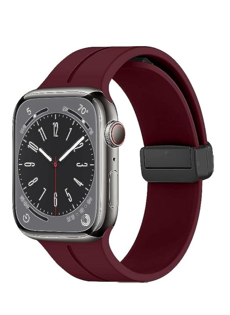Compatible with Apple Watch Ultra Band 49mm 45mm 44mm 42mm, Soft Silicone Sport Strap with Magnetic Clasp Compatible with iWatch Series 8/Ultra/7/SE/6/5/4/3/2/1 L - Image 1