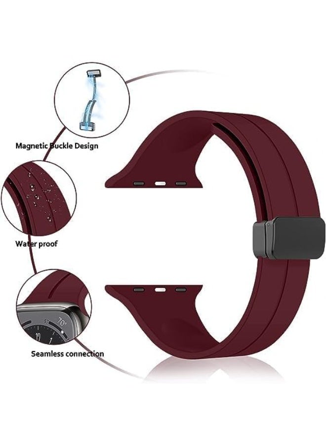 Compatible with Apple Watch Ultra Band 49mm 45mm 44mm 42mm, Soft Silicone Sport Strap with Magnetic Clasp Compatible with iWatch Series 8/Ultra/7/SE/6/5/4/3/2/1 L - Image 2