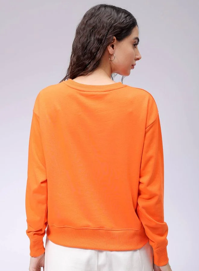 Freehand Women Relaxed Fit Anime Printed Crewneck Sweatshirt