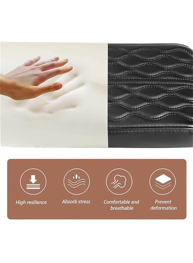Generic Leather Car Armrest Box Pad,Waterproof Car Center Console Cover,Universal Style Memory Cotton Car Armrest Box Pad,Vehicle Seat Box Cushion Protector for SUV, Truck (Beige)  - Image 2