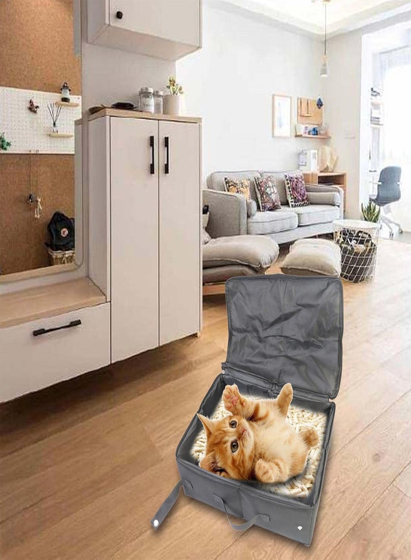 GGOOT Portable Cat Litter Box | Foldable Litter Carrier for Cat - Cat Travel Accessories Leak-proof Litter Box for Home Travel Road Trip Camping Picnic - Image 2