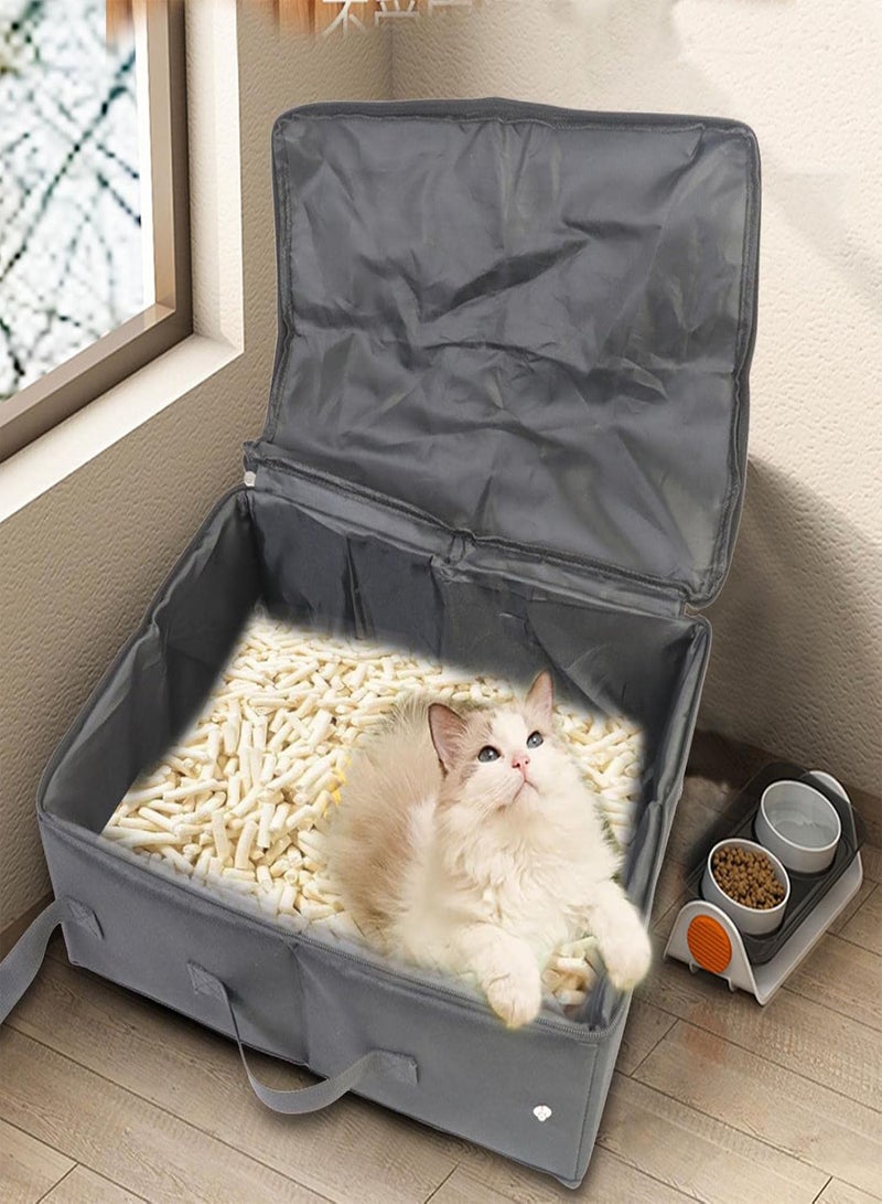 GGOOT Portable Cat Litter Box | Foldable Litter Carrier for Cat - Cat Travel Accessories Leak-proof Litter Box for Home Travel Road Trip Camping Picnic - Image 3