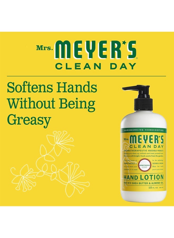 MRS. MEYER'S CLEAN DAY Hand Lotion for Dry Hands, Non-Greasy Moisturizer Made with Essential Oils, Honeysuckle, 12 oz - Image 3