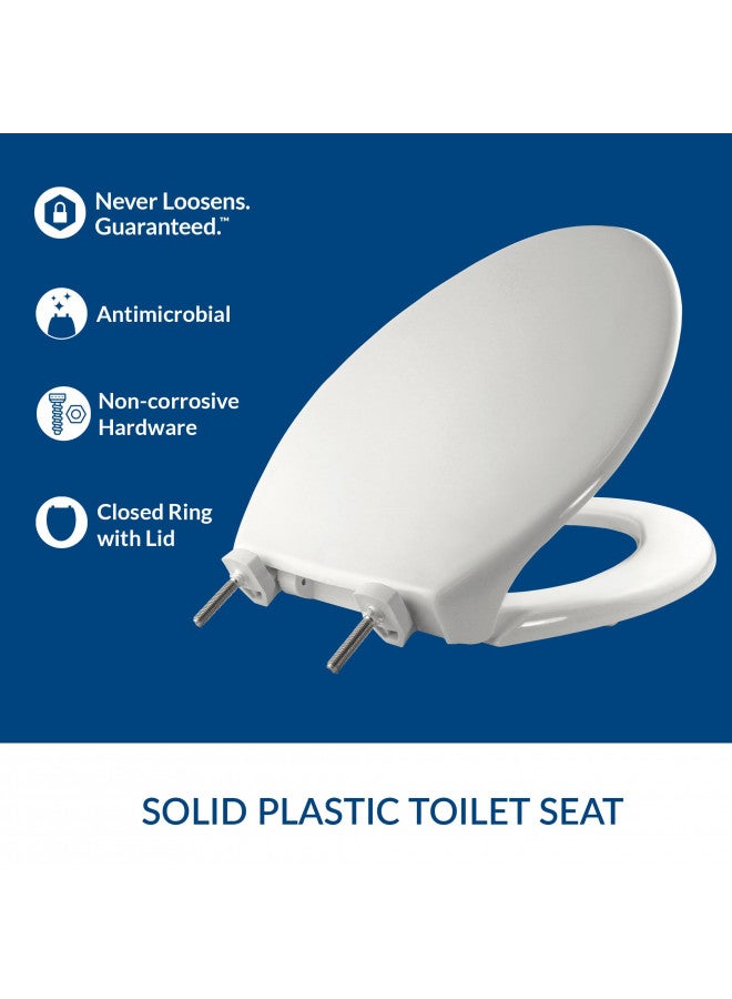 Bemis BEMIS 7800TDG 000 Commercial Heavy Duty Closed Front Toilet Seat with Cover that will Never Loosen & Reduce Call-backs, ELONGATED, Plastic, White  - Image 2