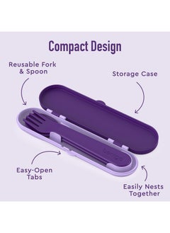 Bentgo ® Kids Utensil Set Reusable Plastic Fork Spoon & Storage Case Bpafree Materials Easygrip Handles Dishwasher Safe Ideal For School Lunch Travel & Outdoors (Unicorn)  - Image 5