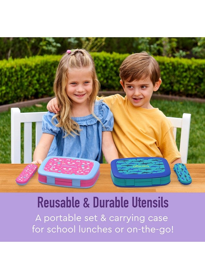 Bentgo ® مجموعة أدوات الأطفال المصنوعة من البلاستيك القابلة لإعادة الاستخدام والشوكة والملعقة وحقيبة التخزين والمواد الخالية من مادة Bpa ومقابض سهلة الإمساك وآمنة للاستخدام في غسالة الأطباق ومثالية لتناول غداء المدرسة والسفر والأنشطة الخارجية (يونيكورن) - Image 3