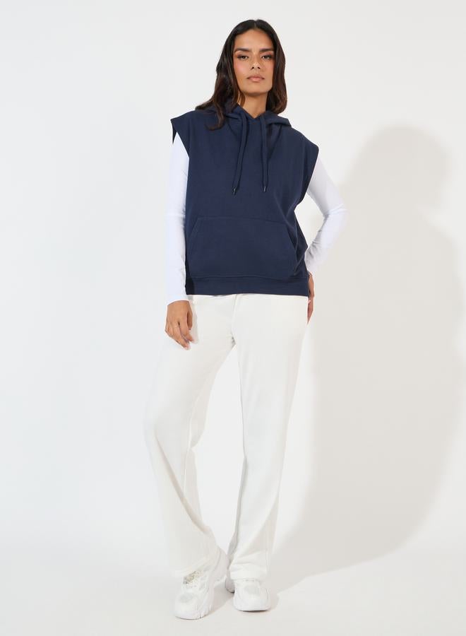 Styli Regular Fit Sleeveless Hoodie with Dropped Shoulder  - Image 4