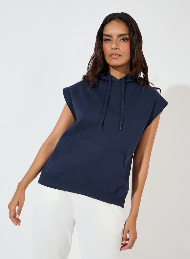 Styli Regular Fit Sleeveless Hoodie with Dropped Shoulder  - Image 1
