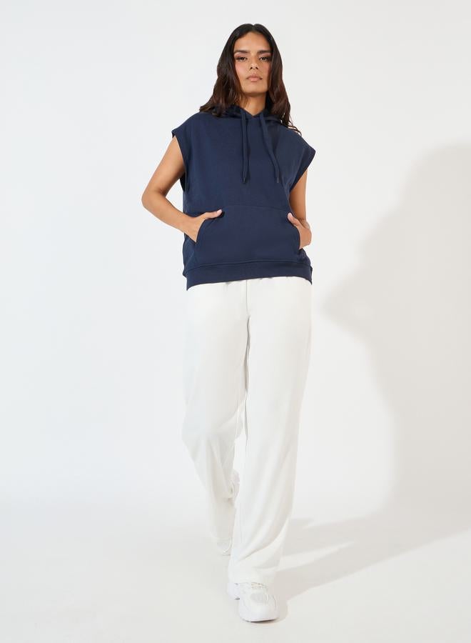 Styli Regular Fit Sleeveless Hoodie with Dropped Shoulder  - Image 2