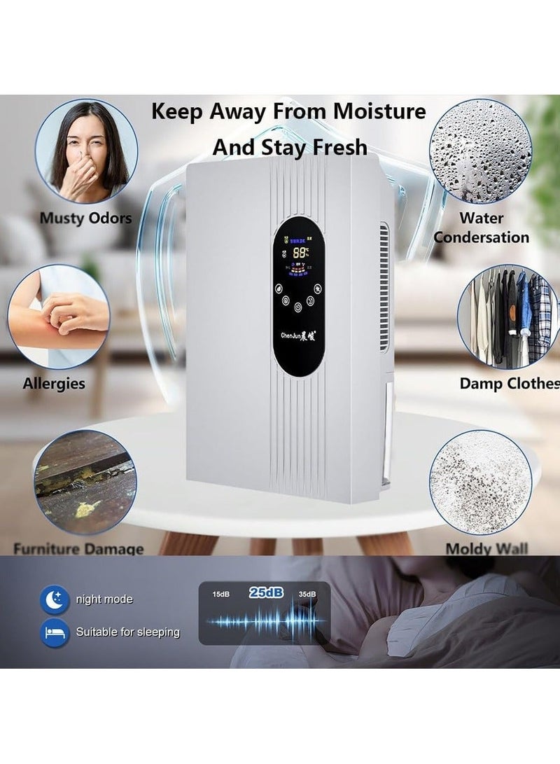 والالا مزيل رطوبة للمنزل، مزيل رطوبة صغير بسعة 2200 مل للحمام، مزيل رطوبة هادئ لغرفة النوم، مع أنبوب مياه خارجي، مع مؤقت قابل للتعديل ووضع السكون للقبو والسيارة الترفيهية والخزانة - Image 2