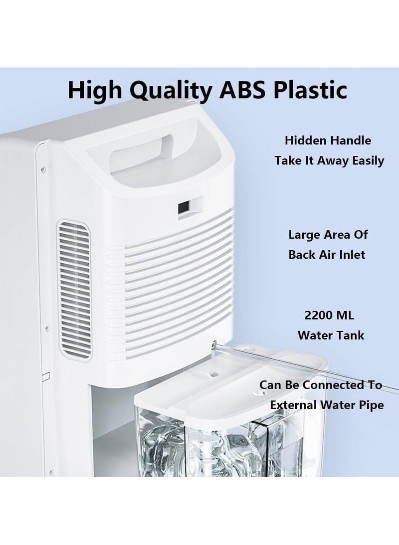 والالا مزيل رطوبة للمنزل، مزيل رطوبة صغير بسعة 2200 مل للحمام، مزيل رطوبة هادئ لغرفة النوم، مع أنبوب مياه خارجي، مع مؤقت قابل للتعديل ووضع السكون للقبو والسيارة الترفيهية والخزانة - Image 3