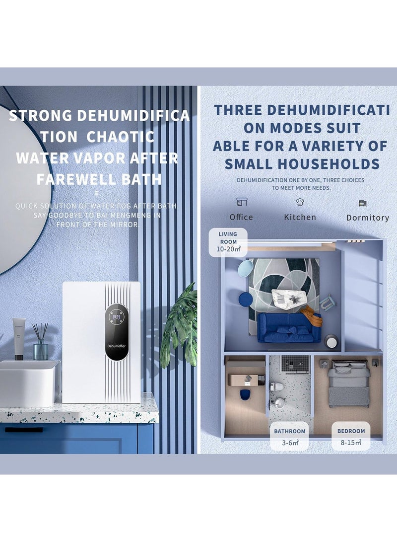 والالا مزيل رطوبة للمنزل، مزيل رطوبة صغير بسعة 2200 مل للحمام، مزيل رطوبة هادئ لغرفة النوم، مع أنبوب مياه خارجي، مع مؤقت قابل للتعديل ووضع السكون للقبو والسيارة الترفيهية والخزانة - Image 5