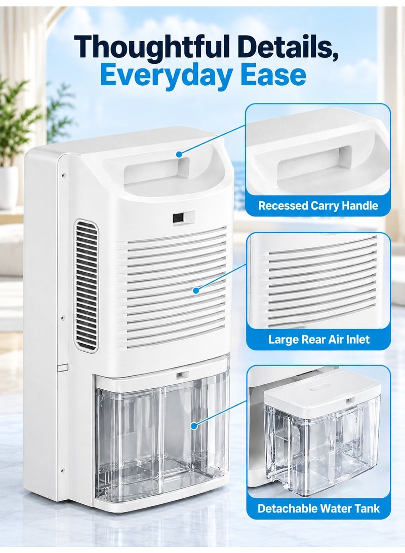 WALALLA 2200ML Small Dehumidifier with Remote Control, Humidity and Temperature Display, 24H Timer, Sleep Mode and Auto Shut-Off for Bedroom, Bathroom, Closet and RV - Image 5