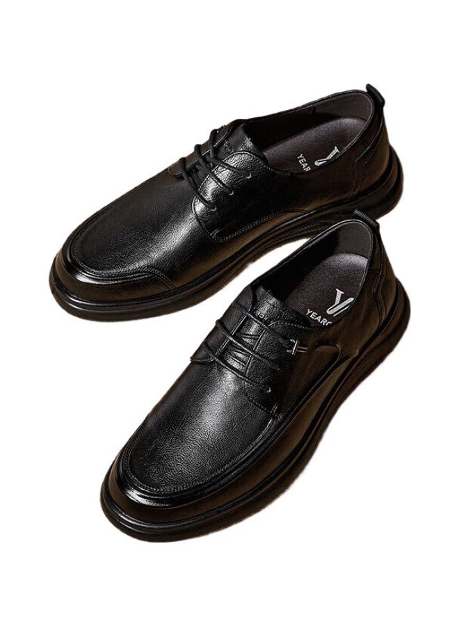YEARCON أحذية جلدية للرجال، أحذية عمل غير رسمية مريحة ذات نعل ناعم، تصميم بسيط برباط دائري جديد 53429W أسود 41 - Image 3
